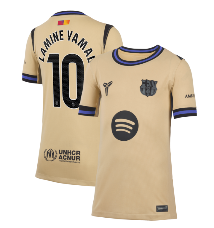 Barcelona Nike Away Stadium Shirt 2025-26 - Kids with Lamine Yamal 10 printing